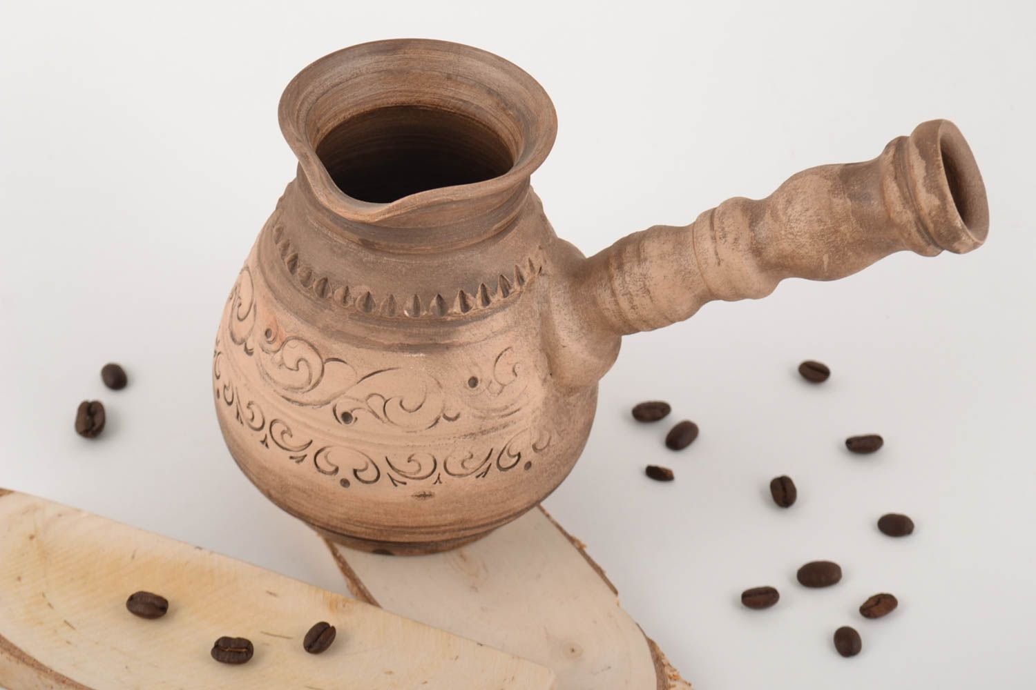 Beautiful homemade designer ceramic cezve for brewing coffee 500 ml photo 1