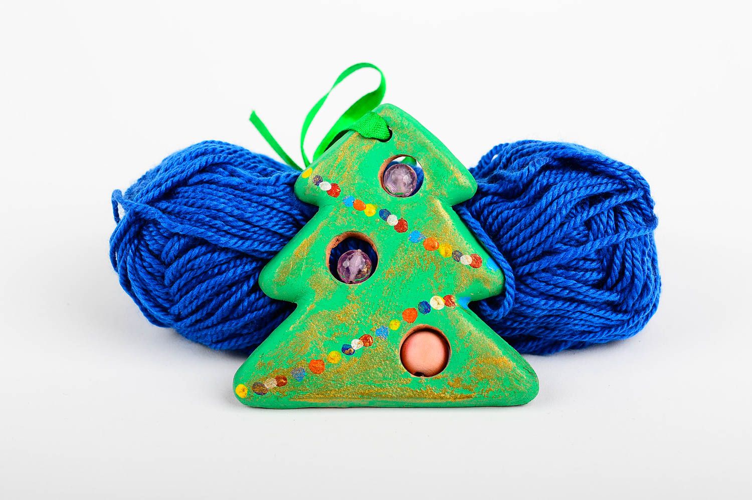 Greller Tannenbaum Schmuck aus Ton handmade Deko für Weihnachten Wohn Accessoire foto 1