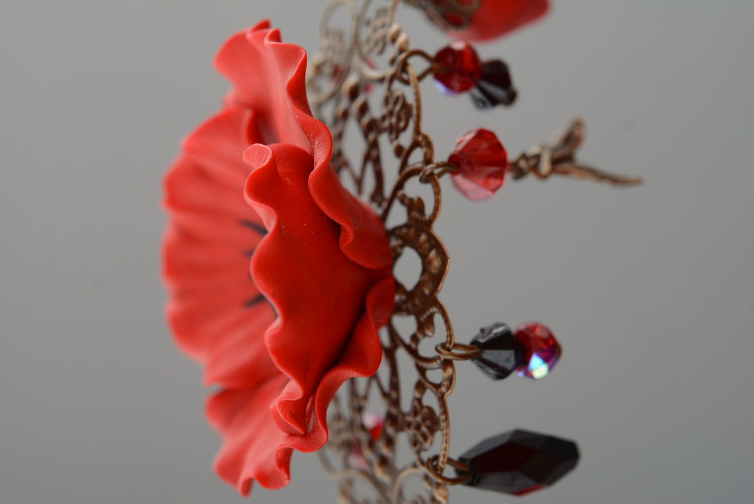 Bracelet made of metal and polymer clay Poppy photo 2