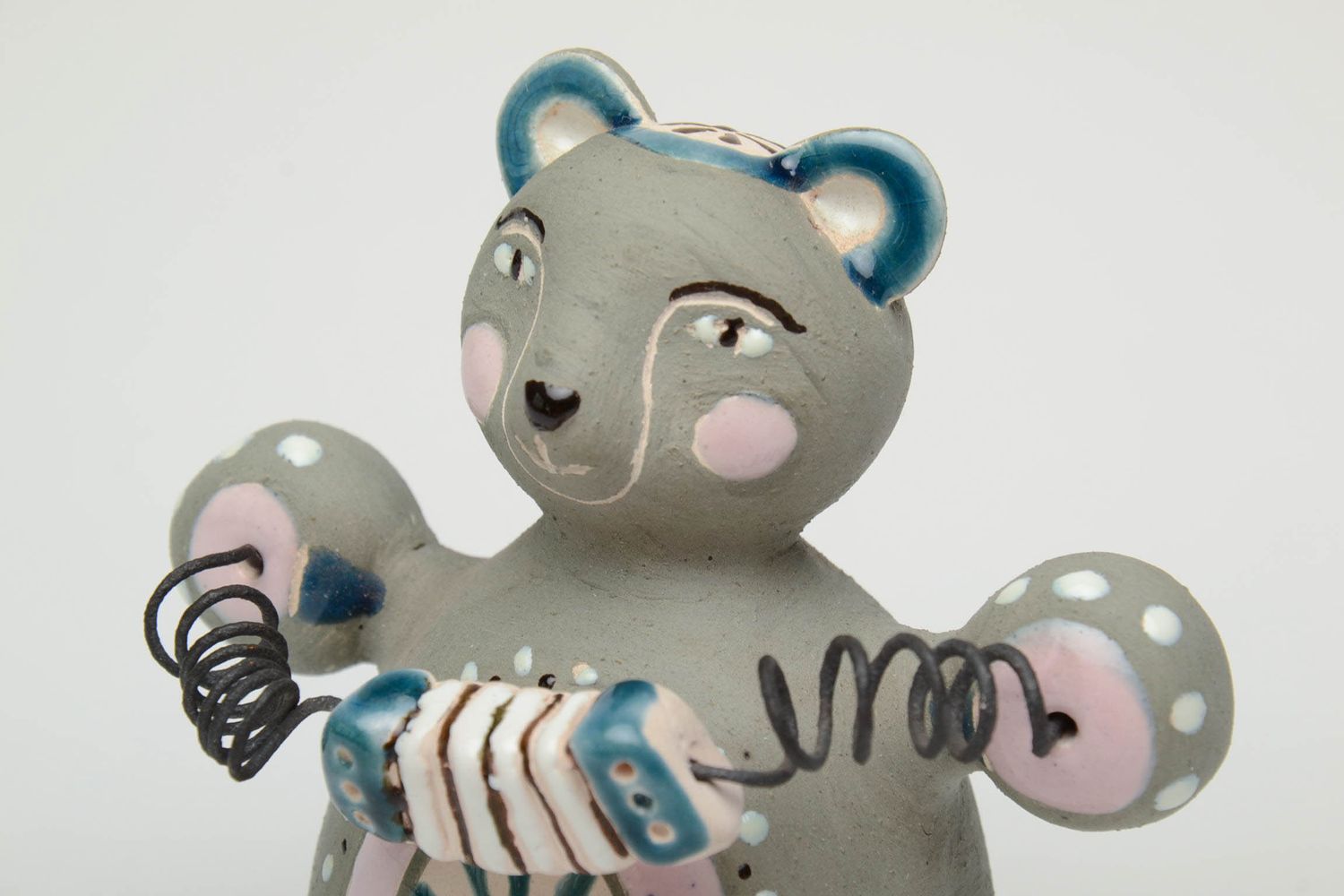 Statuetta orsetto in argilla fatta a mano figurina decorativa in ceramica 
 foto 4