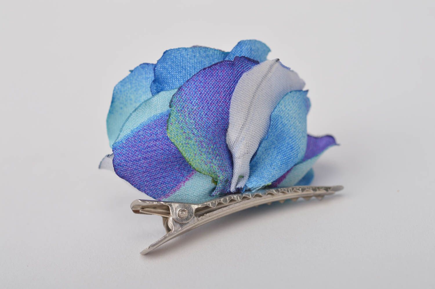 Украшение ручной работы заколка с цветком аксессуар для волос Синяя роза фото 5