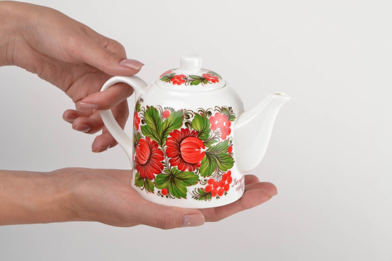 Teapot with Petrikov painting handmade bright tableware teapot 500 ml photo 2
