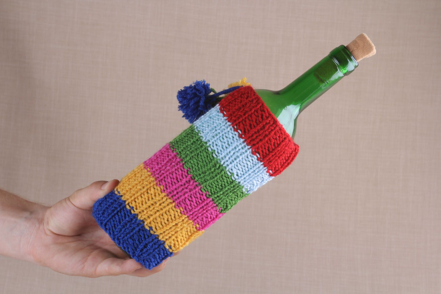 Bottle with knitted cozy photo 5