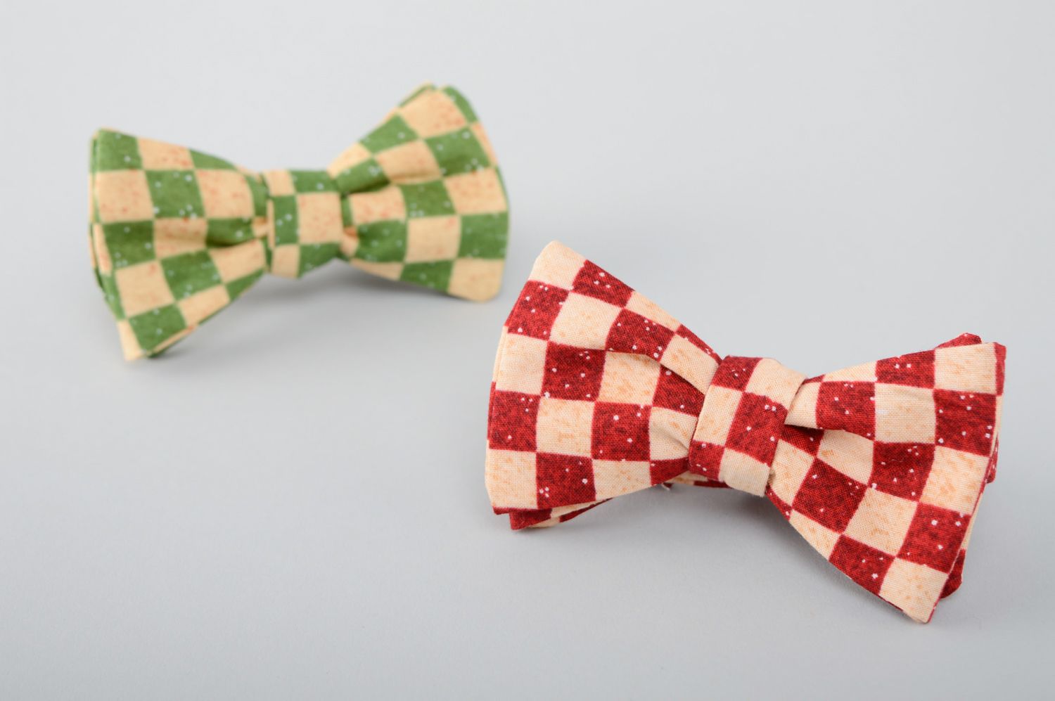 Checkered fabric bow tie  photo 5