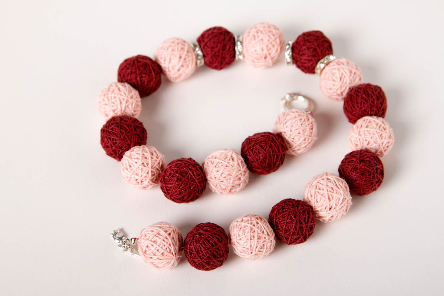 Handmade bordeaux rosa Damen Collier Accessoire für Frauen Schmuck Halskette foto 2
