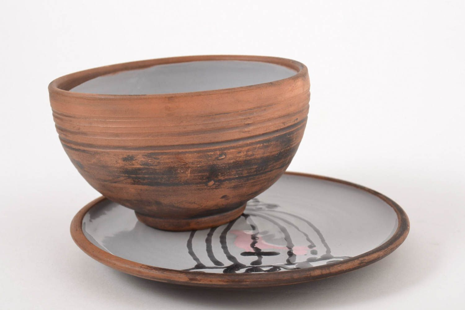 Schöne Teller Keramik handmade Geschirr bunt originelle Teller Geschenk 2 Stück foto 3