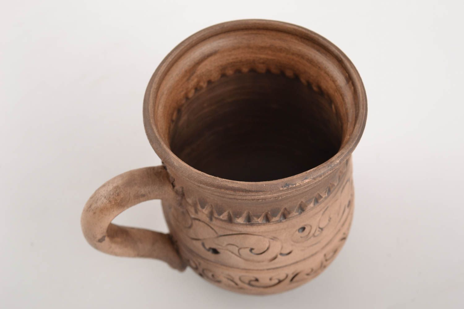 Künstlerische interessante Öko handmade Teetasse aus Ton Milchkeramik 300 ml. foto 3