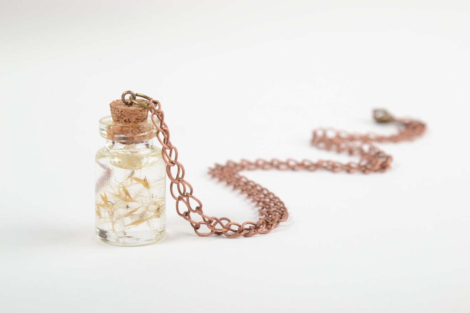 Handmade glass vial pendant with flowers in epoxy resin inside Dandelions photo 4