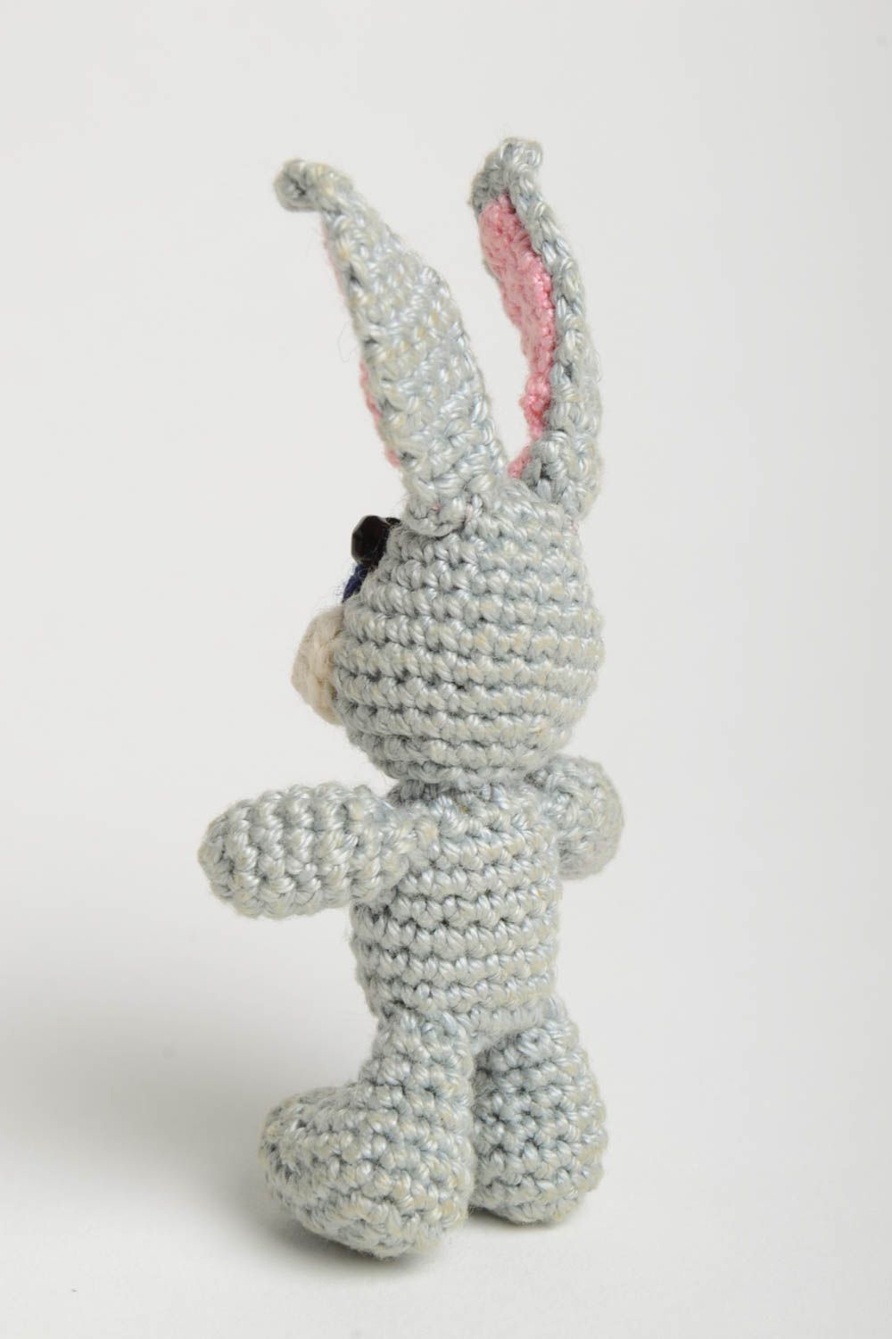 Handmade unique soft toy accessory crocheted interior decoration designer hare photo 4