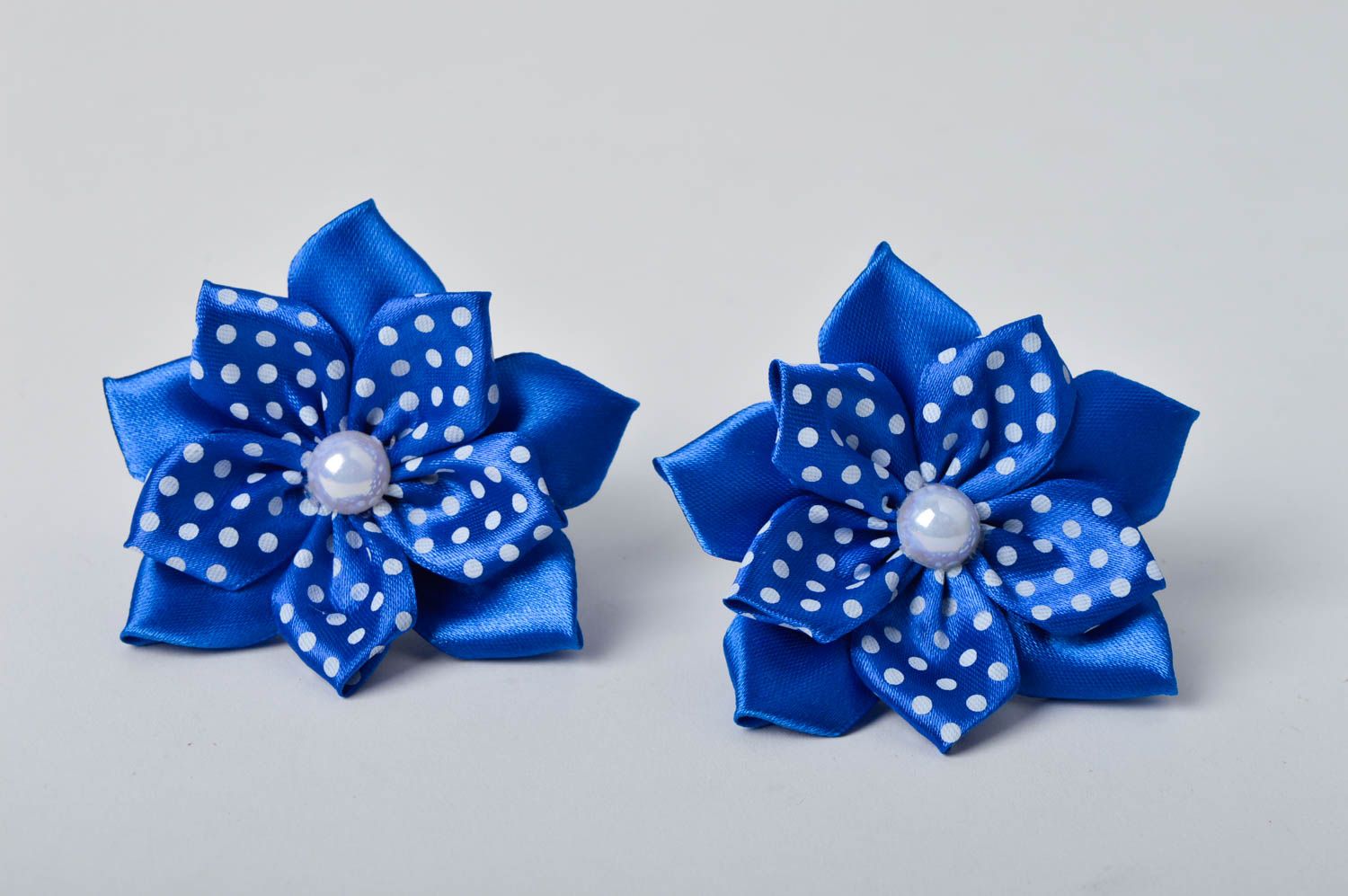 Beautiful handmade flower scrunchie kanzashi flower hair tie for kids 2 pieces photo 4