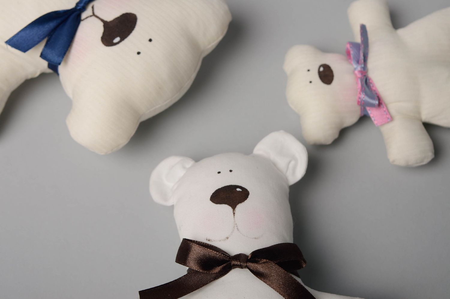 Handmade fabric soft toy with ribbon Bear Gentleman photo 2