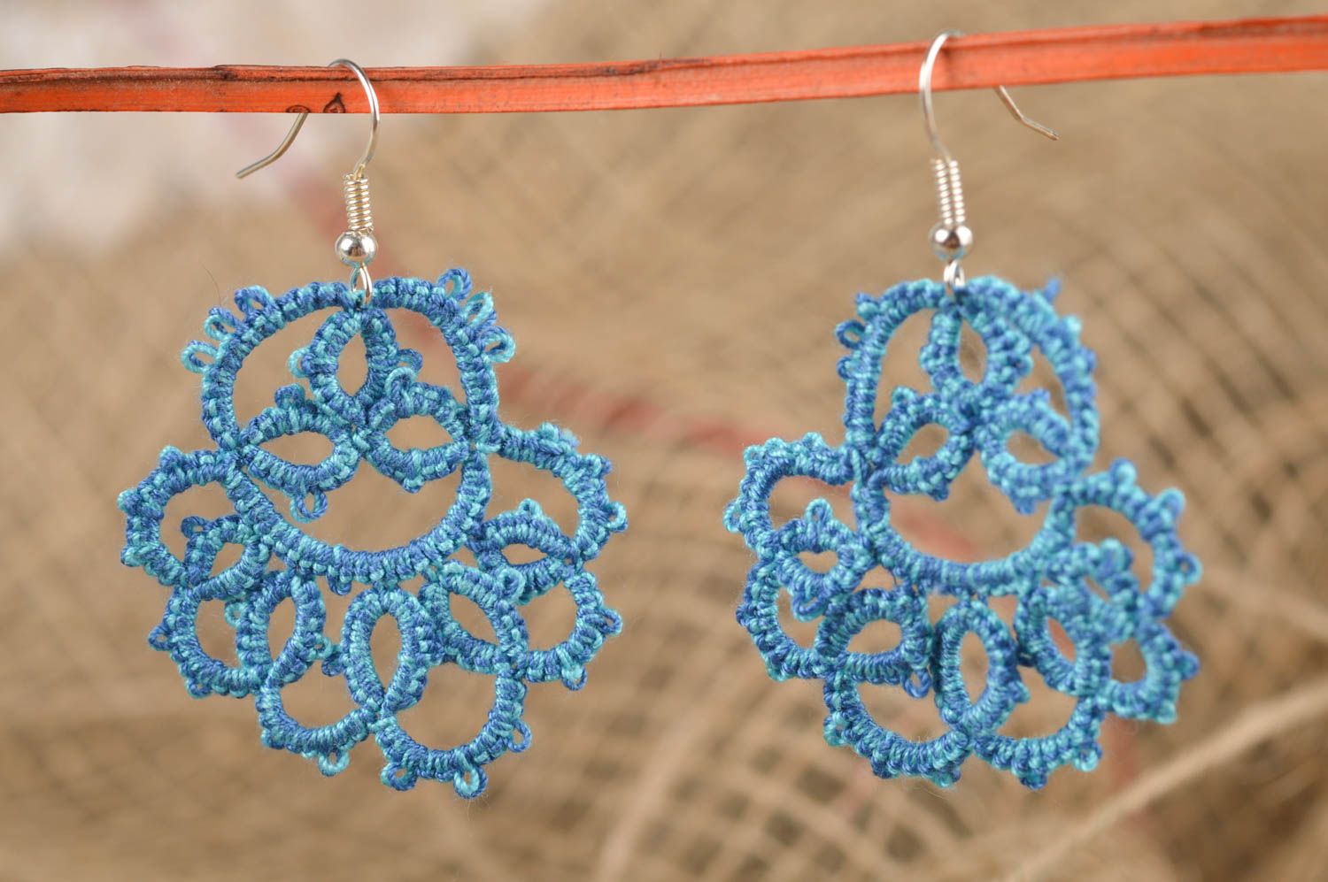 Stylish handmade woven thread earrings textile jewelry designs gifts for her photo 1