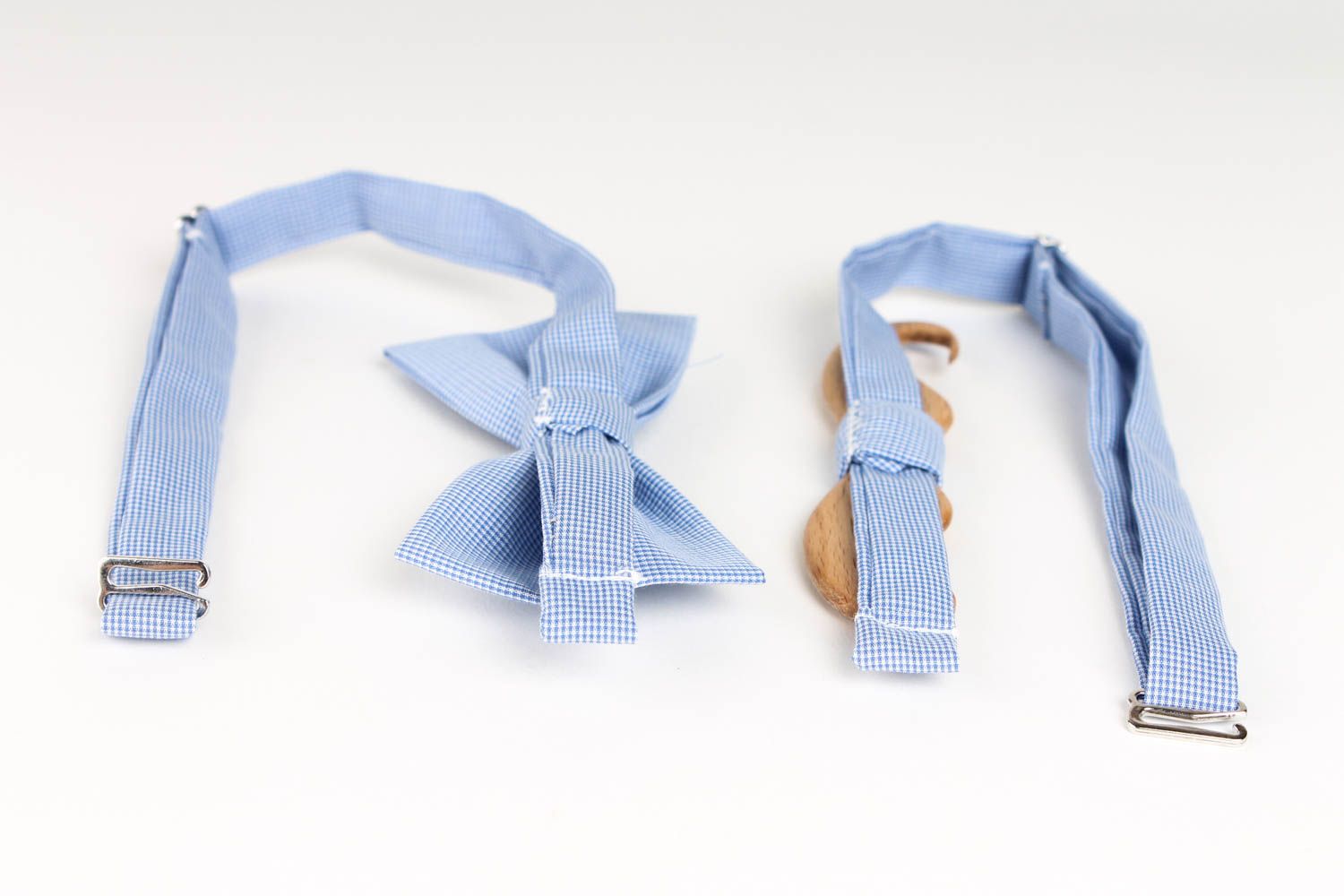 Handmade designer bow ties 2 stylish bow ties textile and wooden bow ties photo 3