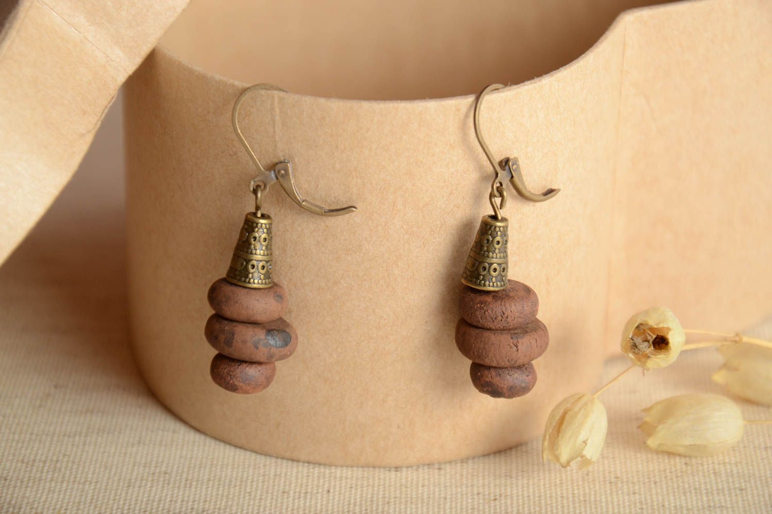 Handmade earrings ceramic jewelry unusual accessory gift ideas designer earrings photo 1