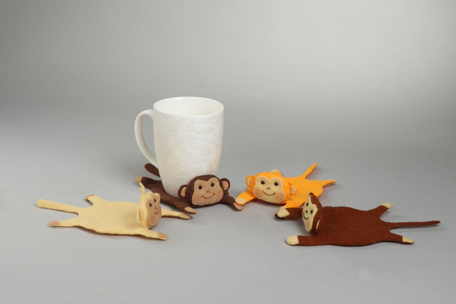 Handmade Tassen Untersetzer vier Affen Küchen Textilien Untersetzer für Gläser foto 1