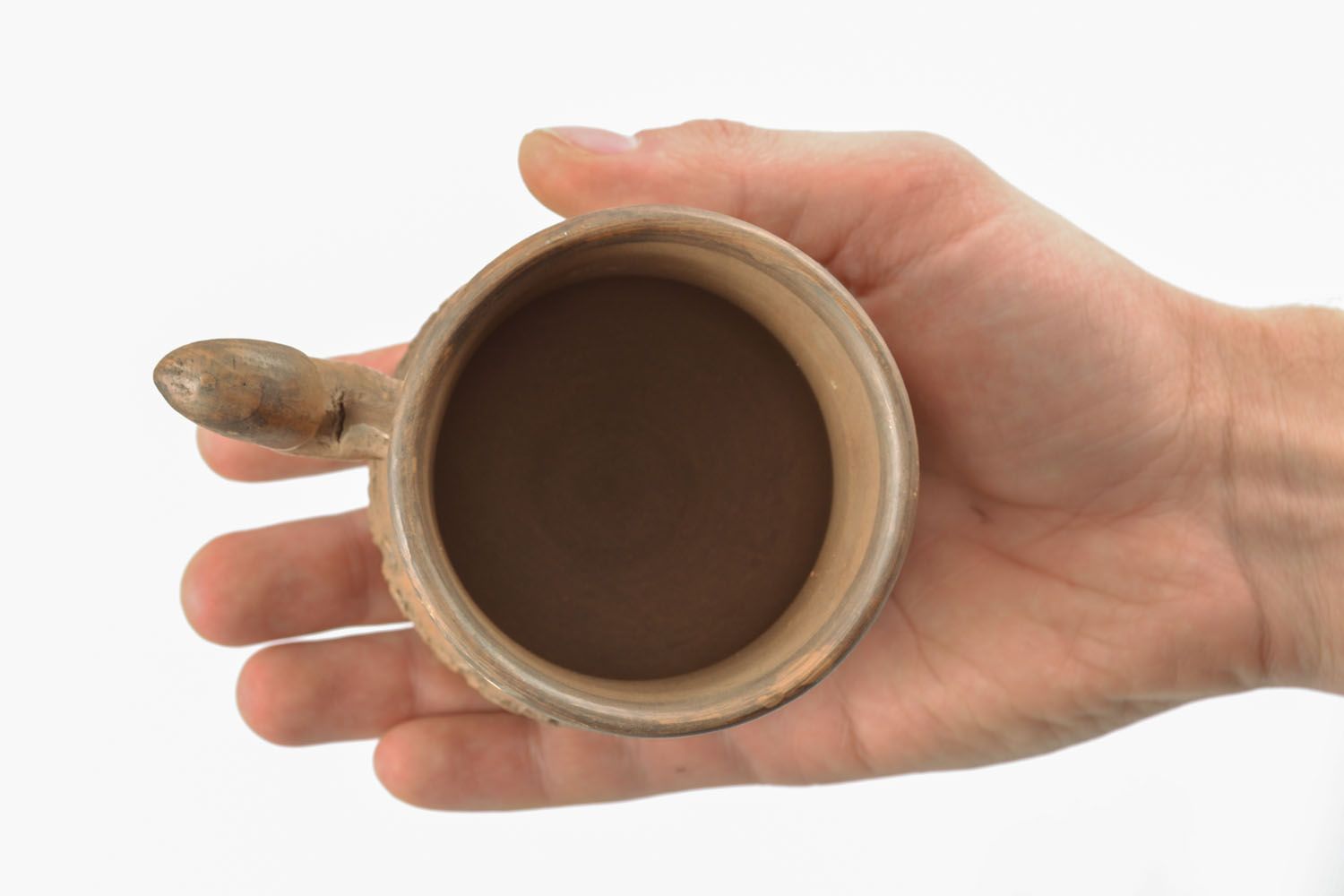 Clay coffee mug with unique handle 0,51 lb photo 4