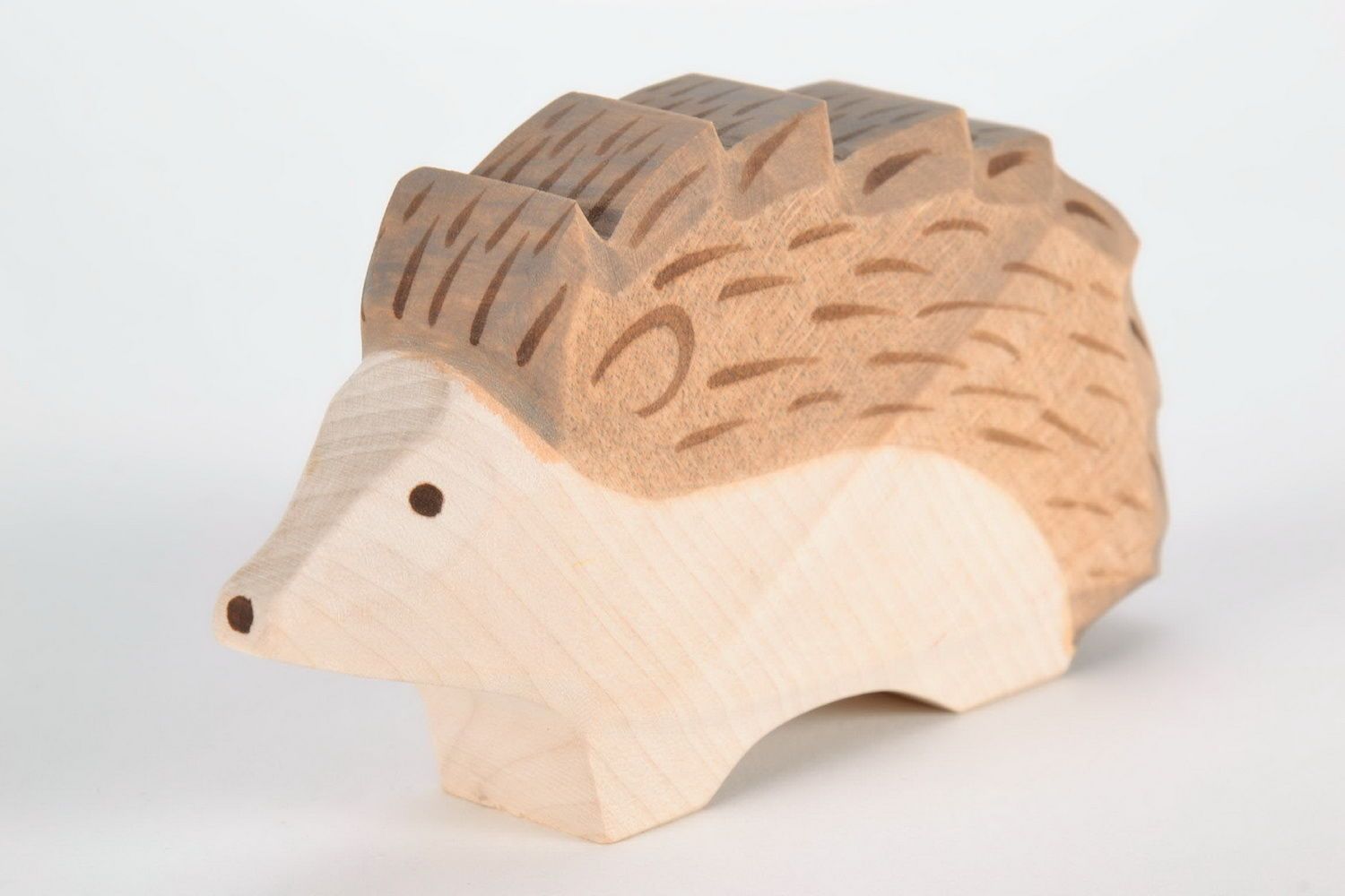 Handmade wooden statuette Hedgehog photo 1