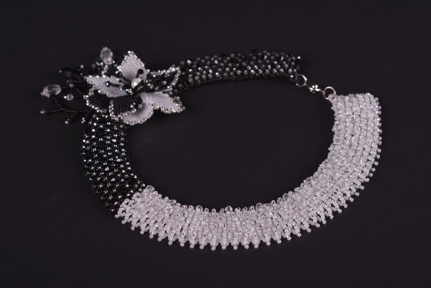 Handmade designer beaded necklace unusual elegant necklace evening jewelry photo 2