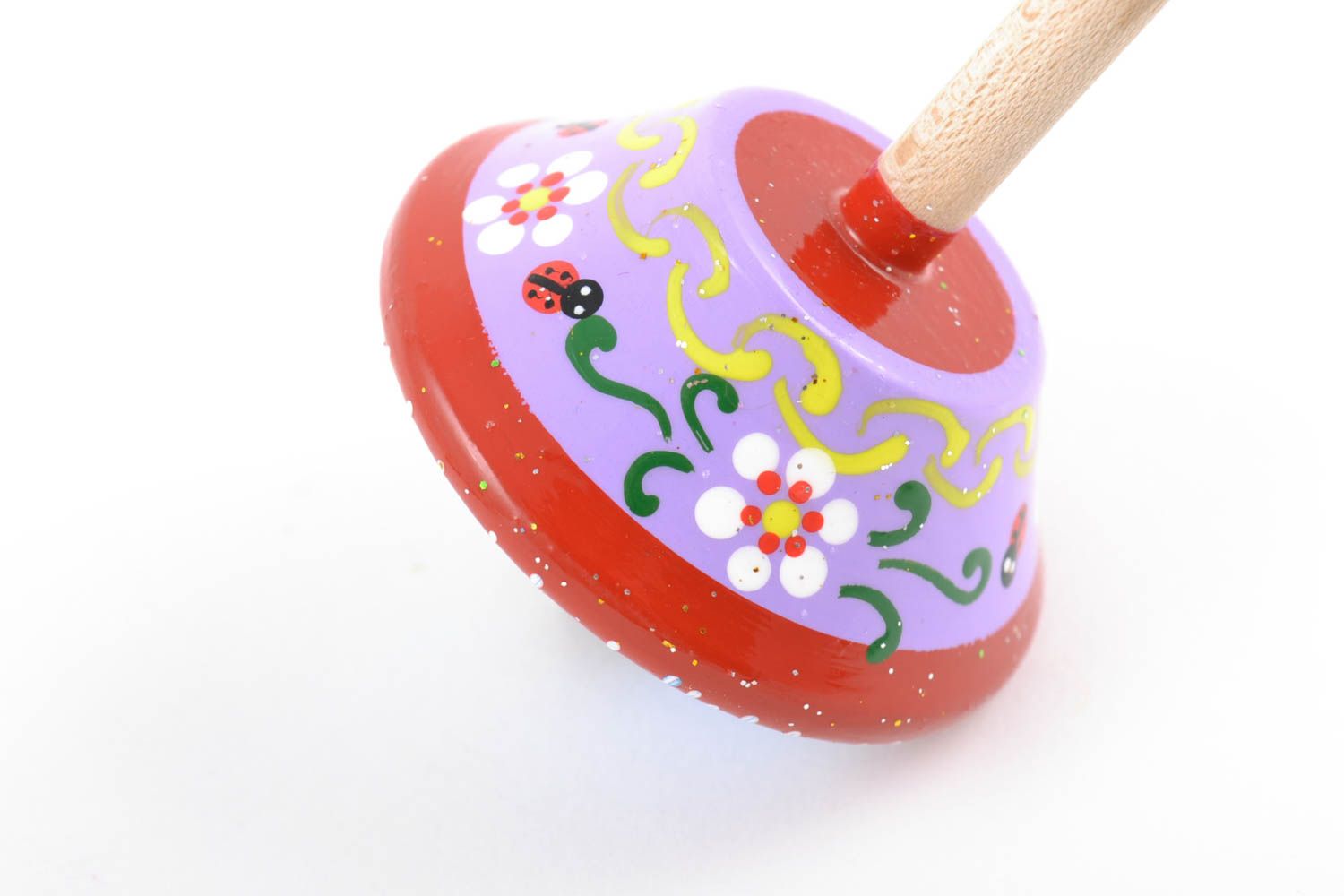 Bright painted homemade wooden eco toy spinning top for children photo 5