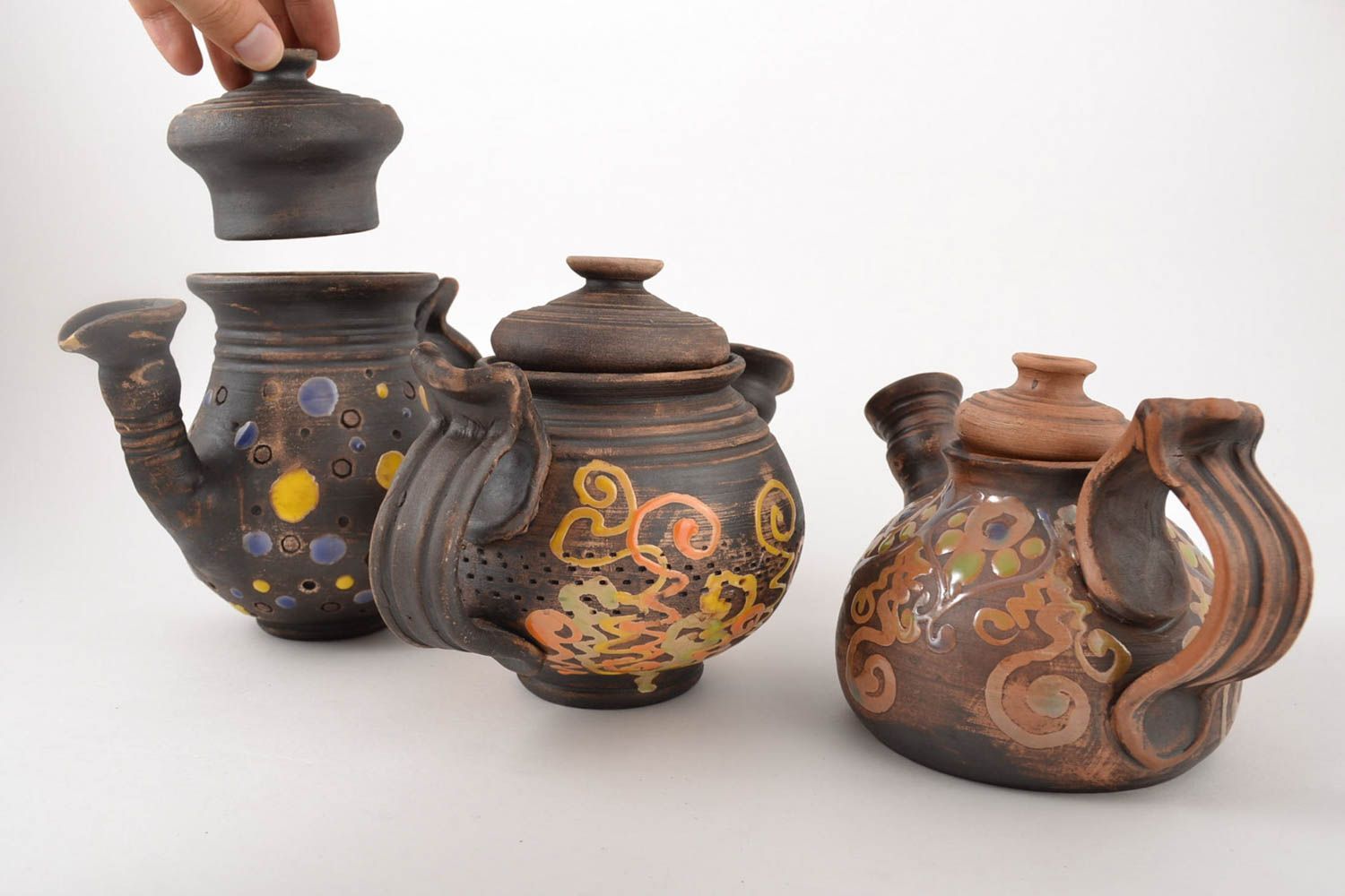 Handmade ceramic teapot 3 pieces pottery works home ceramics kitchen supplies photo 4