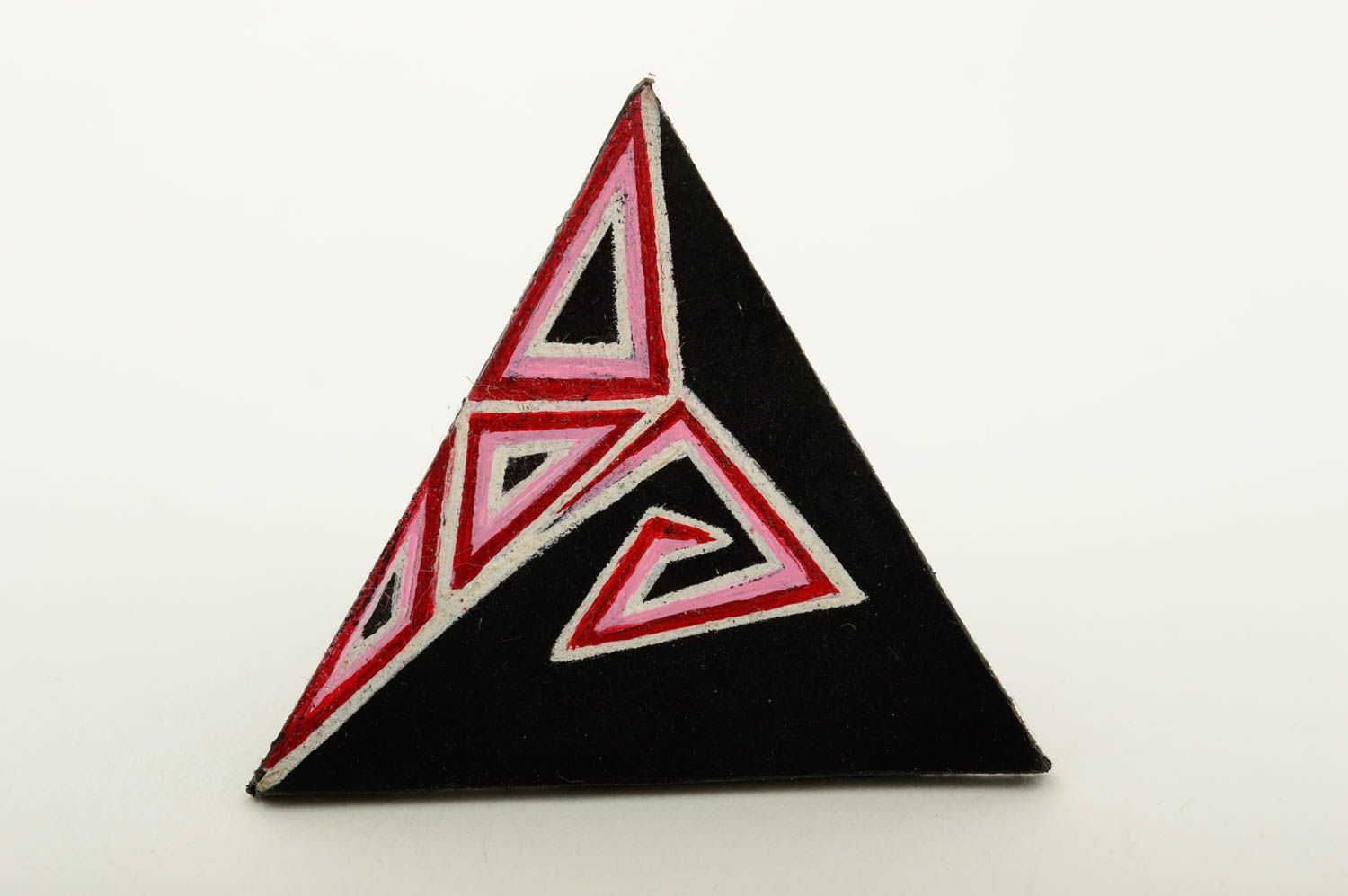 Кольцо ручной работы женское кольцо треугольное кожаный аксессуар с росписью фото 3