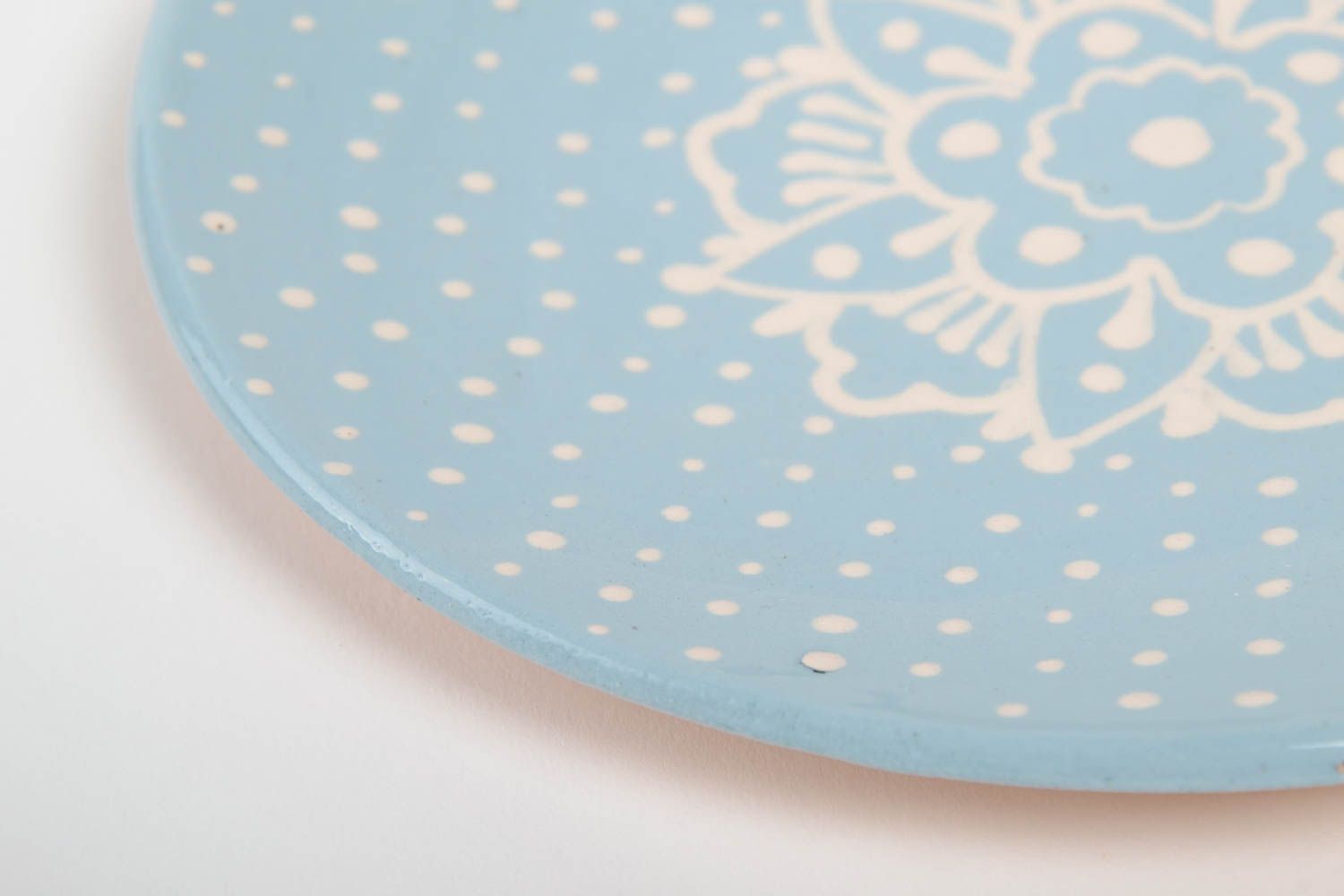 Keramik Teller handmade bemalter Teller Küchen Geschirr in Blau mit Muster foto 5