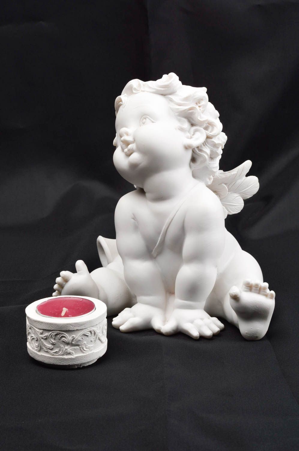 Handmade gypsum figurine unusual angel statuette beautiful blank for art photo 1