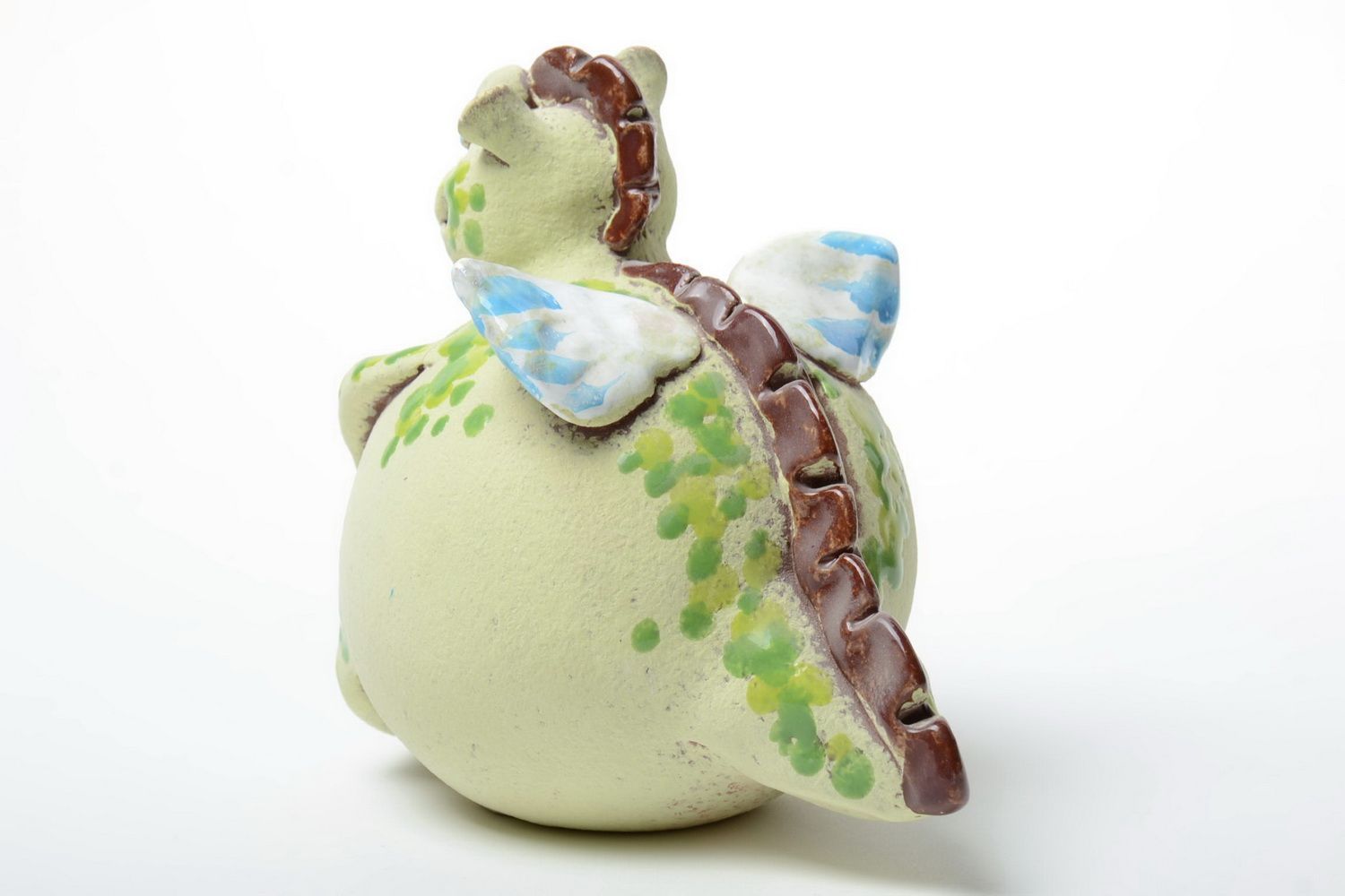Originelle handgemachte Keramik Sparbüchse Drache mit Bemalung Geschenk für Kind foto 3