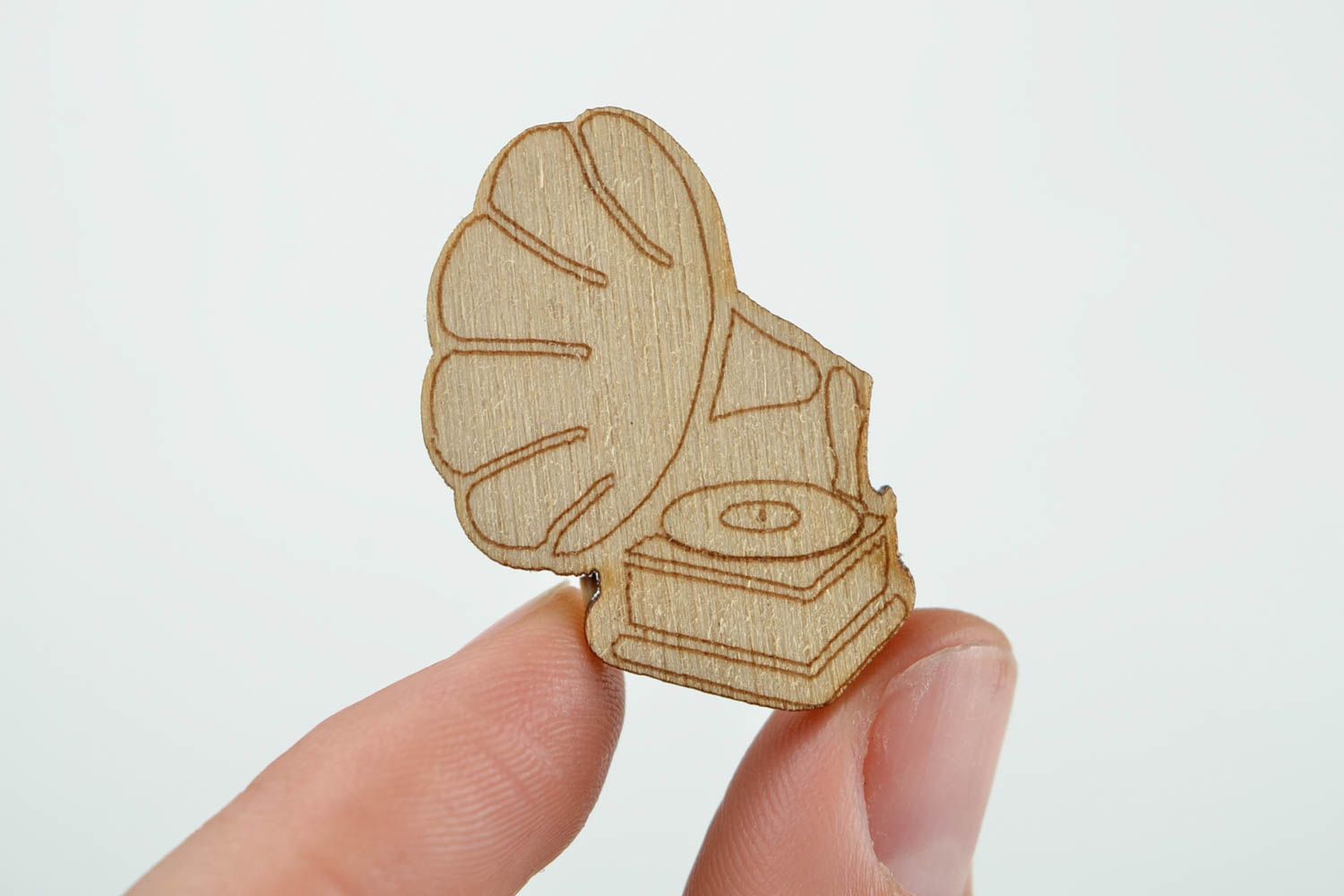 Handgemachte Figur zum Bemalen Holz Rohlinge Miniatur Figur Grammophon schön foto 2