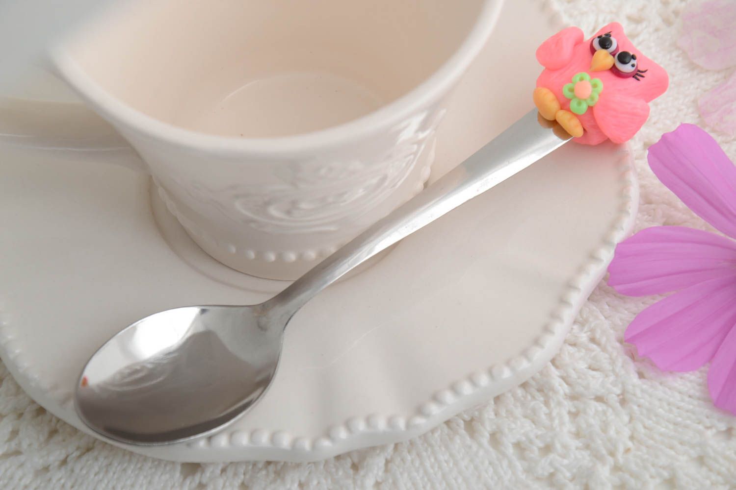 Handmade childrens cutlery dessert spoon polymer clay gifts for children photo 1