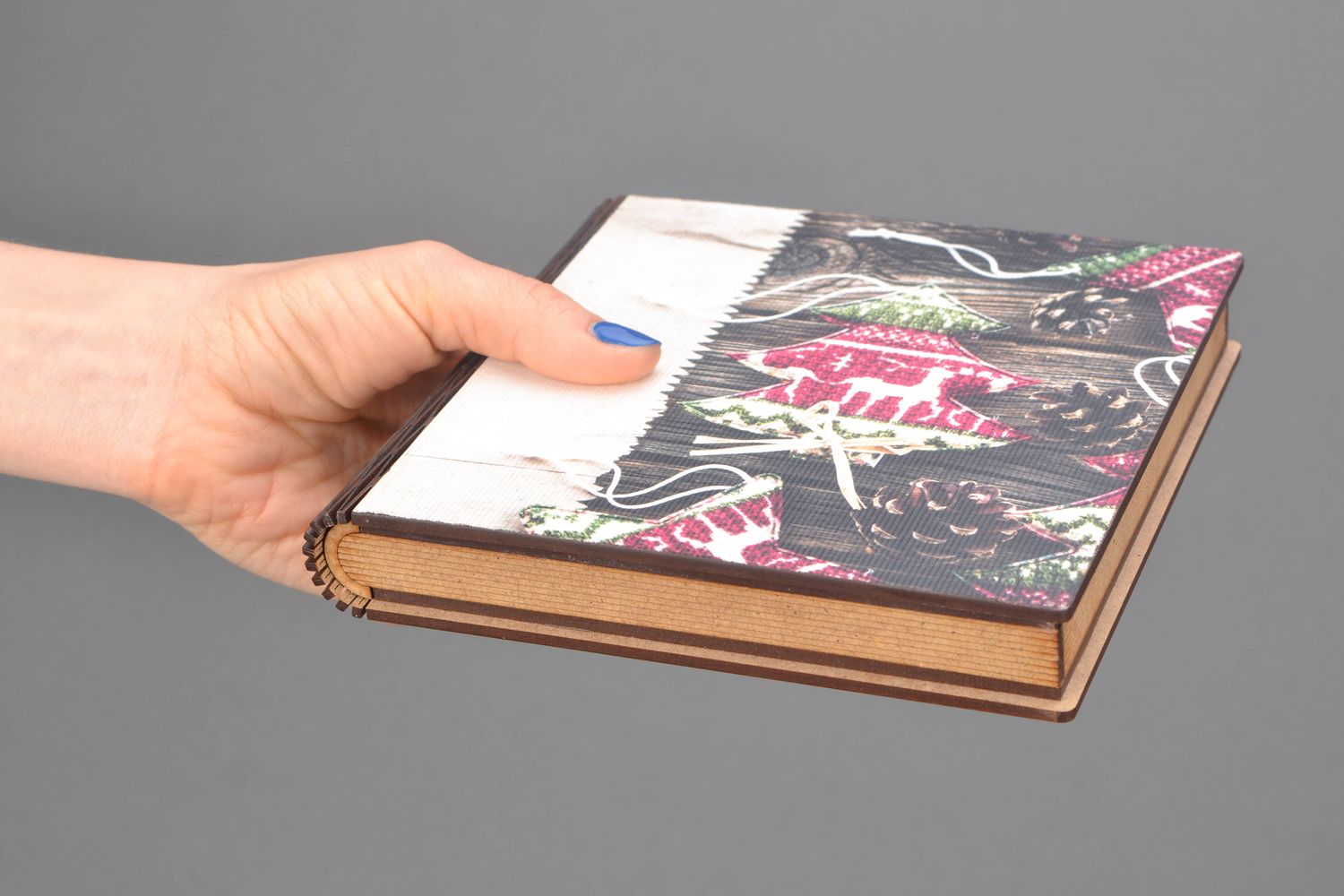 Scatola di pannello MDF fatta a mano a forma di libro scrigno bello da donna foto 2