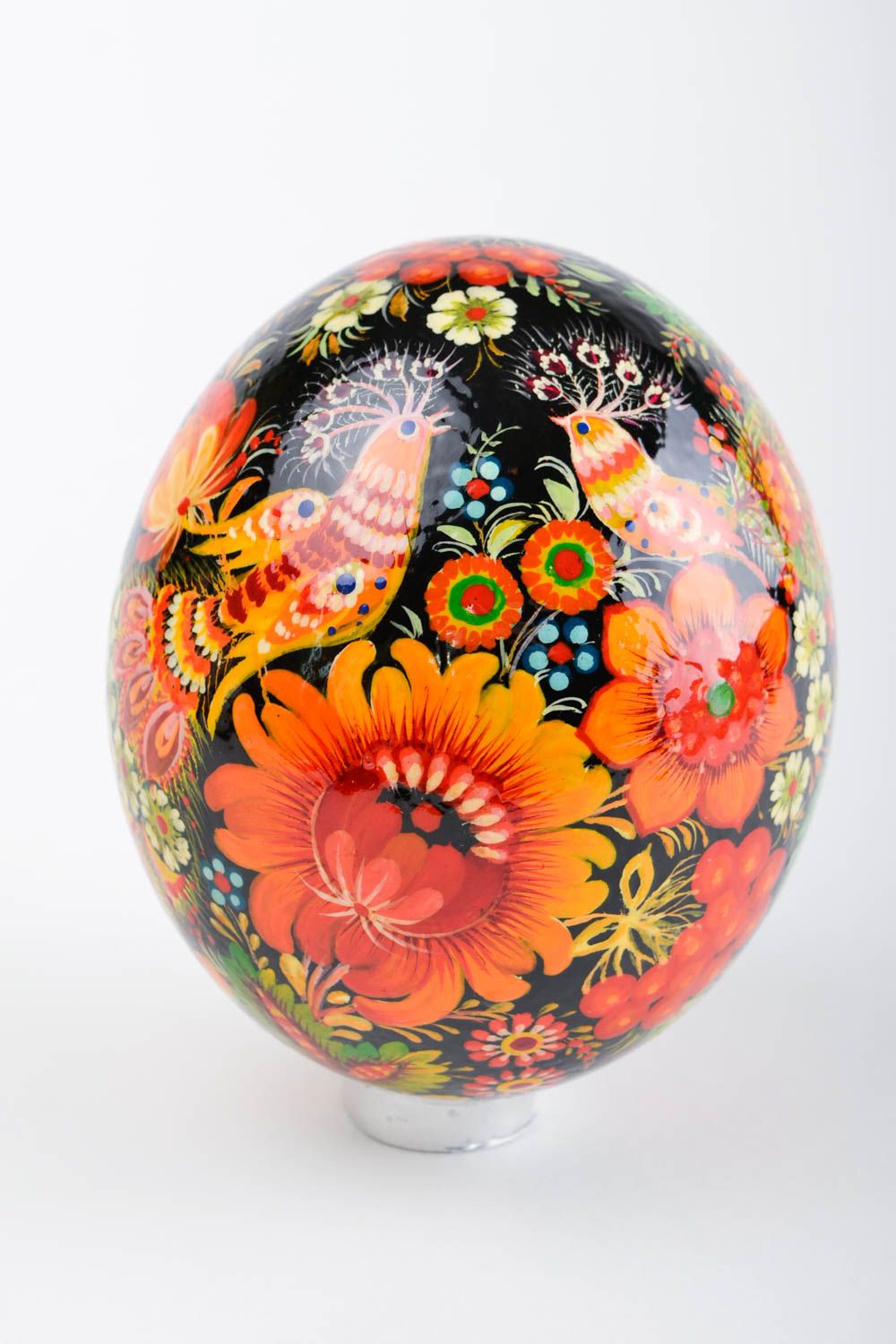 Пасхальное яйцо ручной работы страусиное подарок на пасху декоративный элемент фото 3