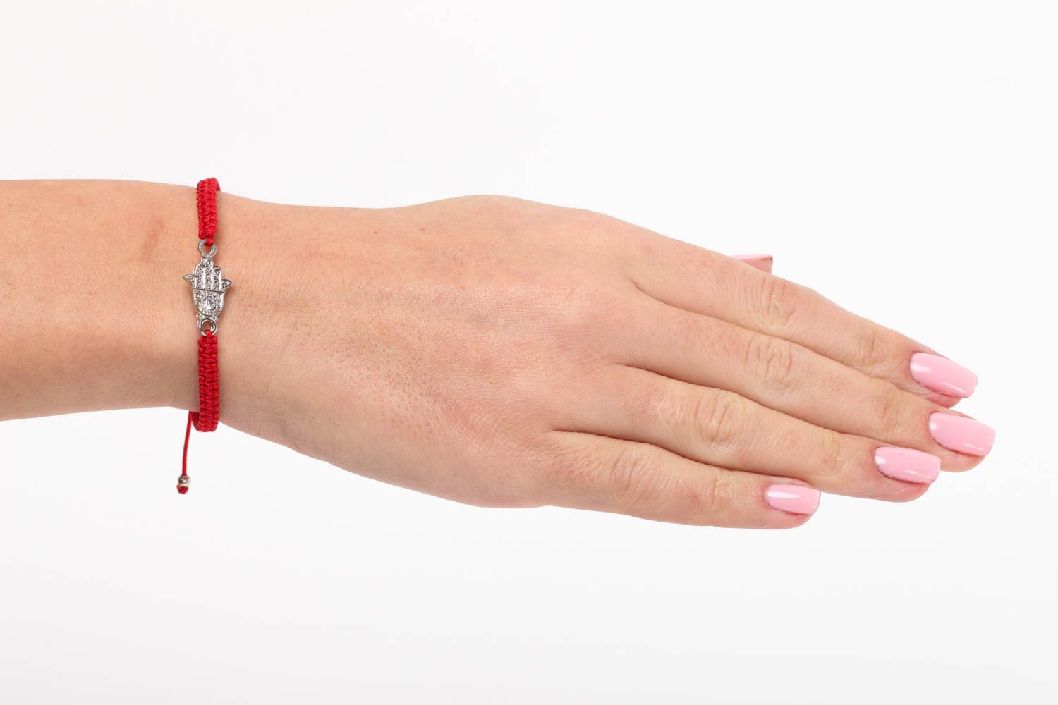 Bracelet rouge tressé Bijou fait main avec main de Fatima Cadeau pour femme photo 5
