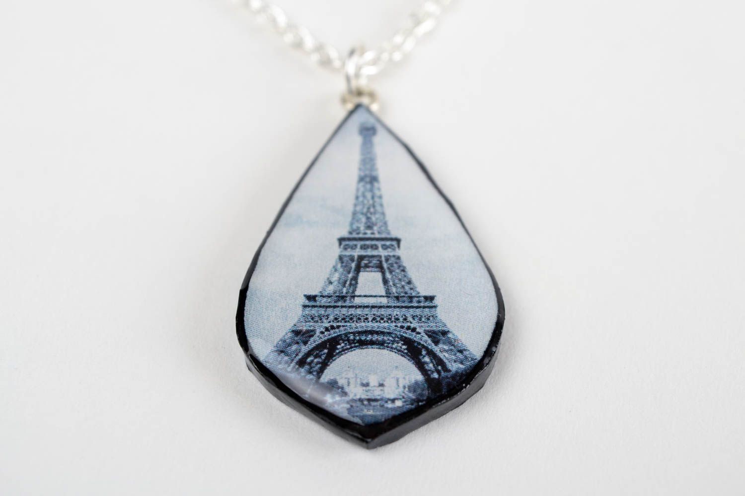Pendentif goutte avec tour Eiffel Bijou fait main en pâte polymère Cadeau femme photo 4