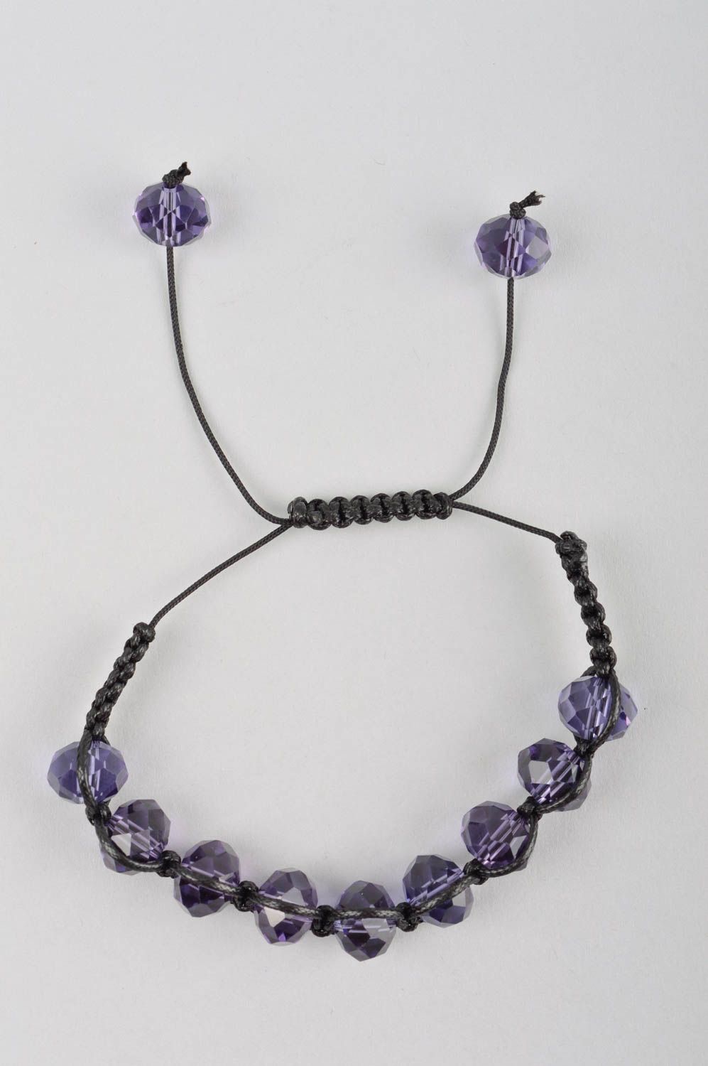 Браслет ручной работы стильный браслет из бусин элитная бижутерия фиолетовая фото 3