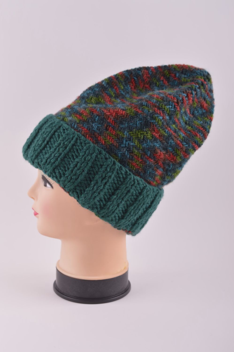 Bonnet tricot fait main Chapeau chaud design laine acrylique Vêtement femme photo 4