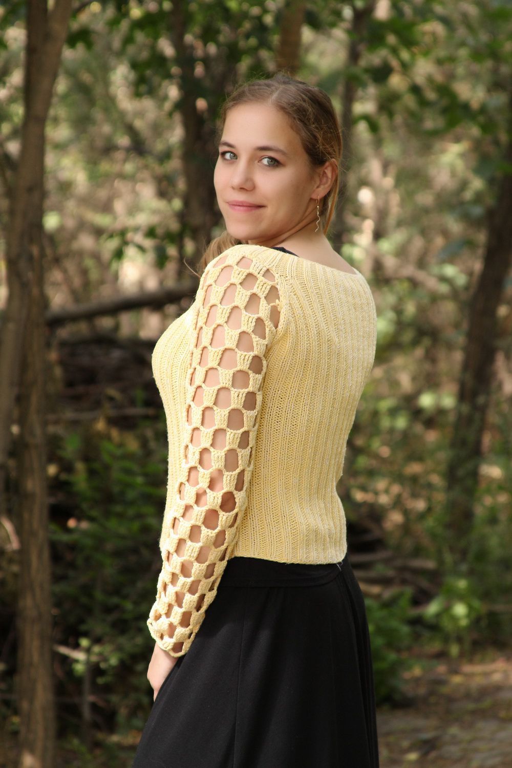 Knitted and crocheted cotton jumper photo 2