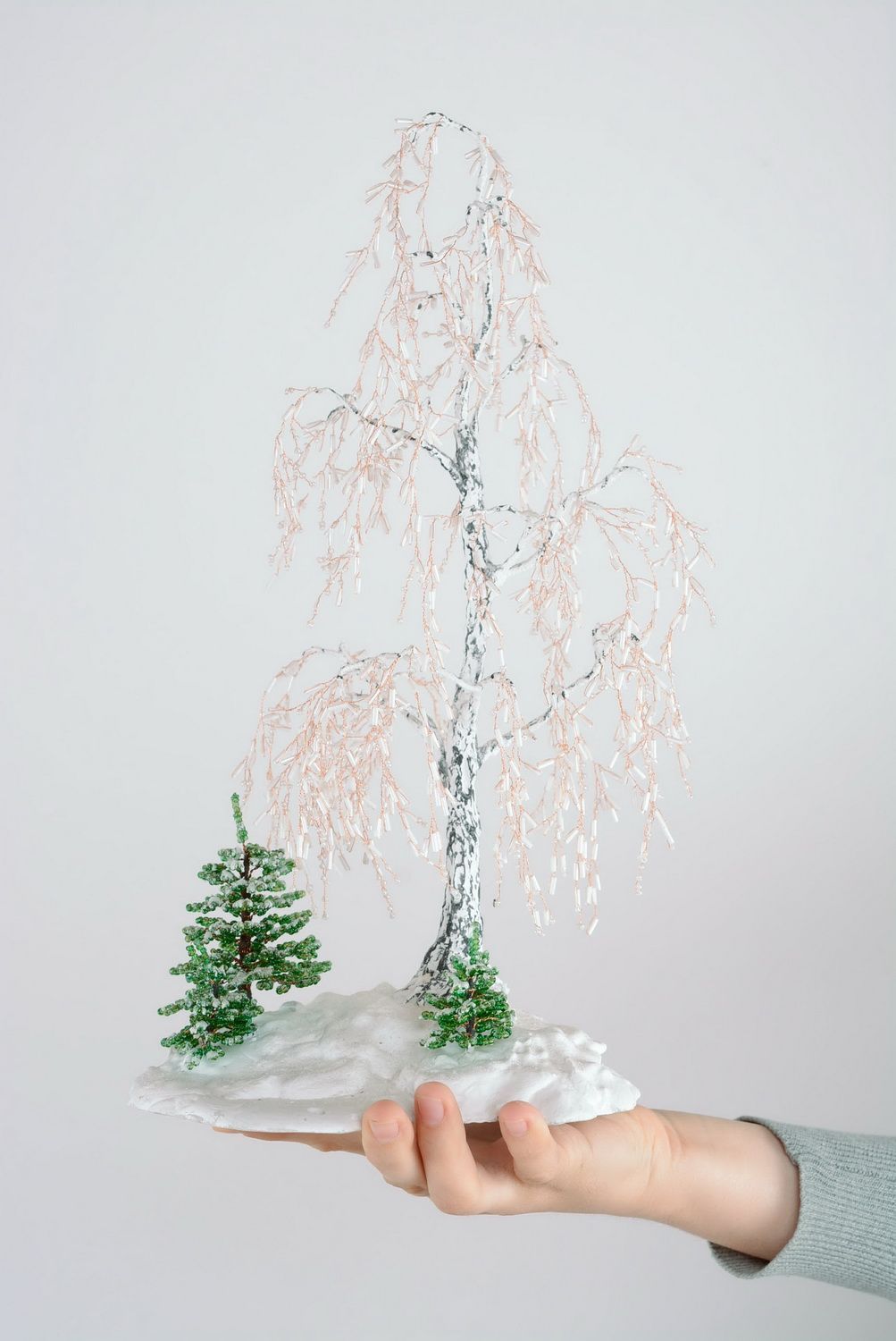 Baum aus Glasperlen Winterliche Birke foto 1