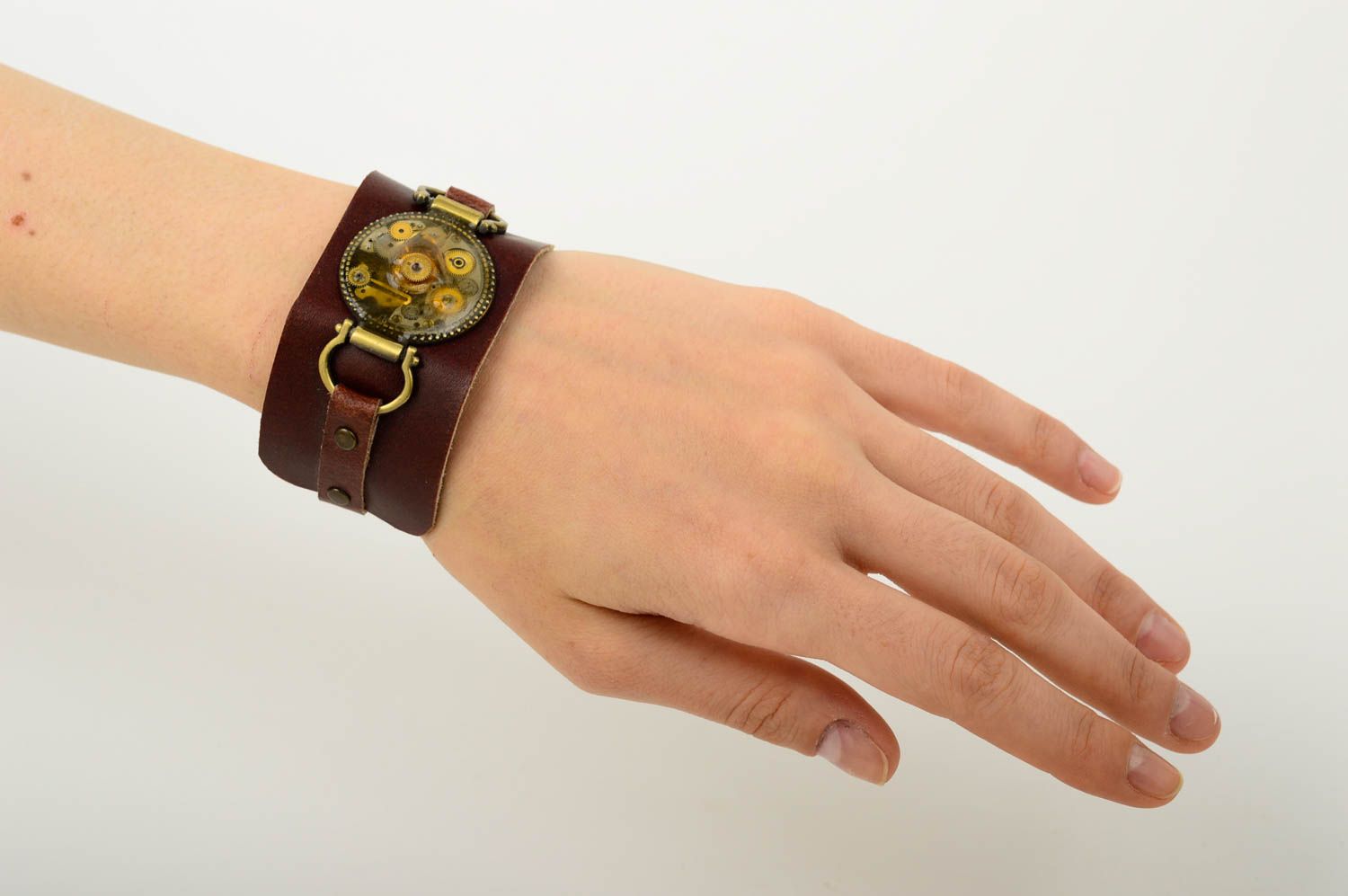 Handmade leather bracelet designer accessories steampunk bracelets for women photo 3