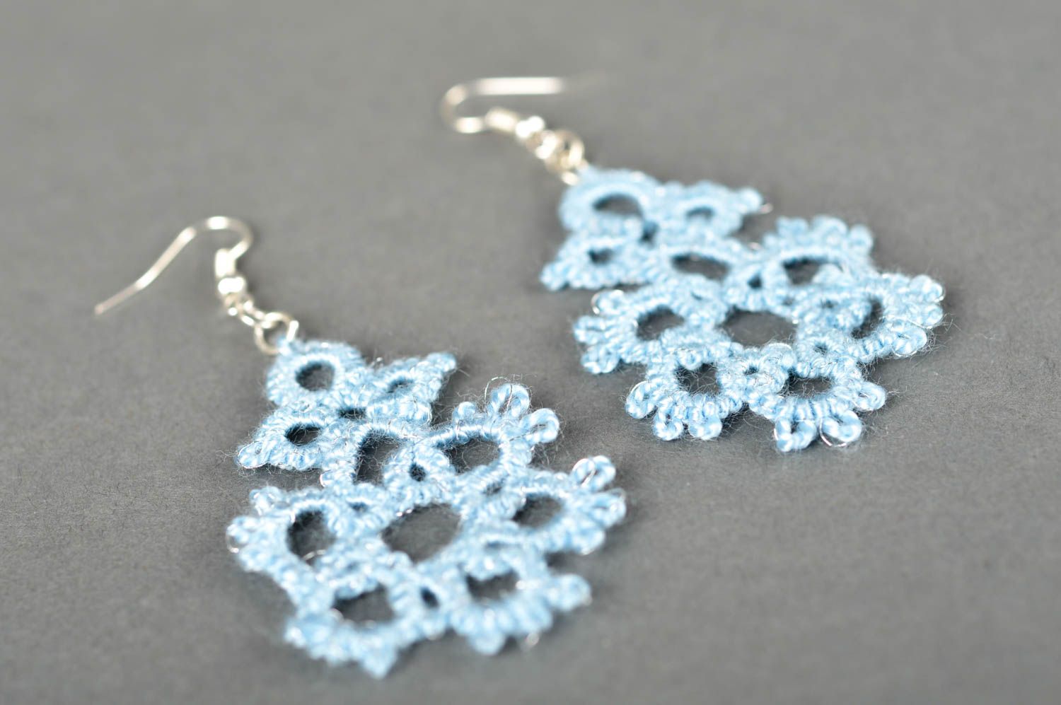 Handmade woven lace earrings thread earrings fashion accessories for girls photo 2