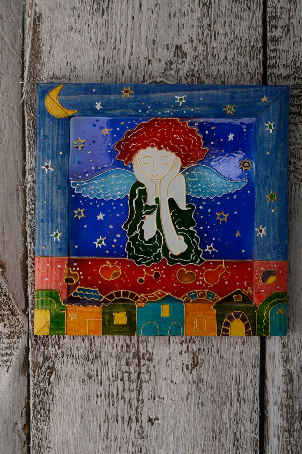 Handmade stained glass wall panel Dreamy Angel photo 1
