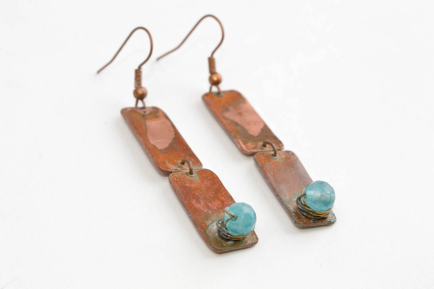 Handmade jewelry unusual gift designer accessories copper earrings gift ideas photo 3