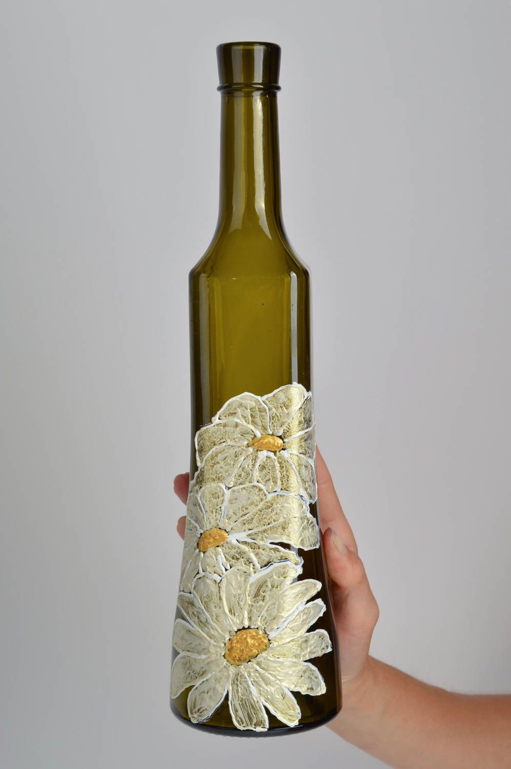 Bemalte Vase schön originell Vase handmade Wohnzimmer Dekor Vase aus Glas 700 ml foto 5
