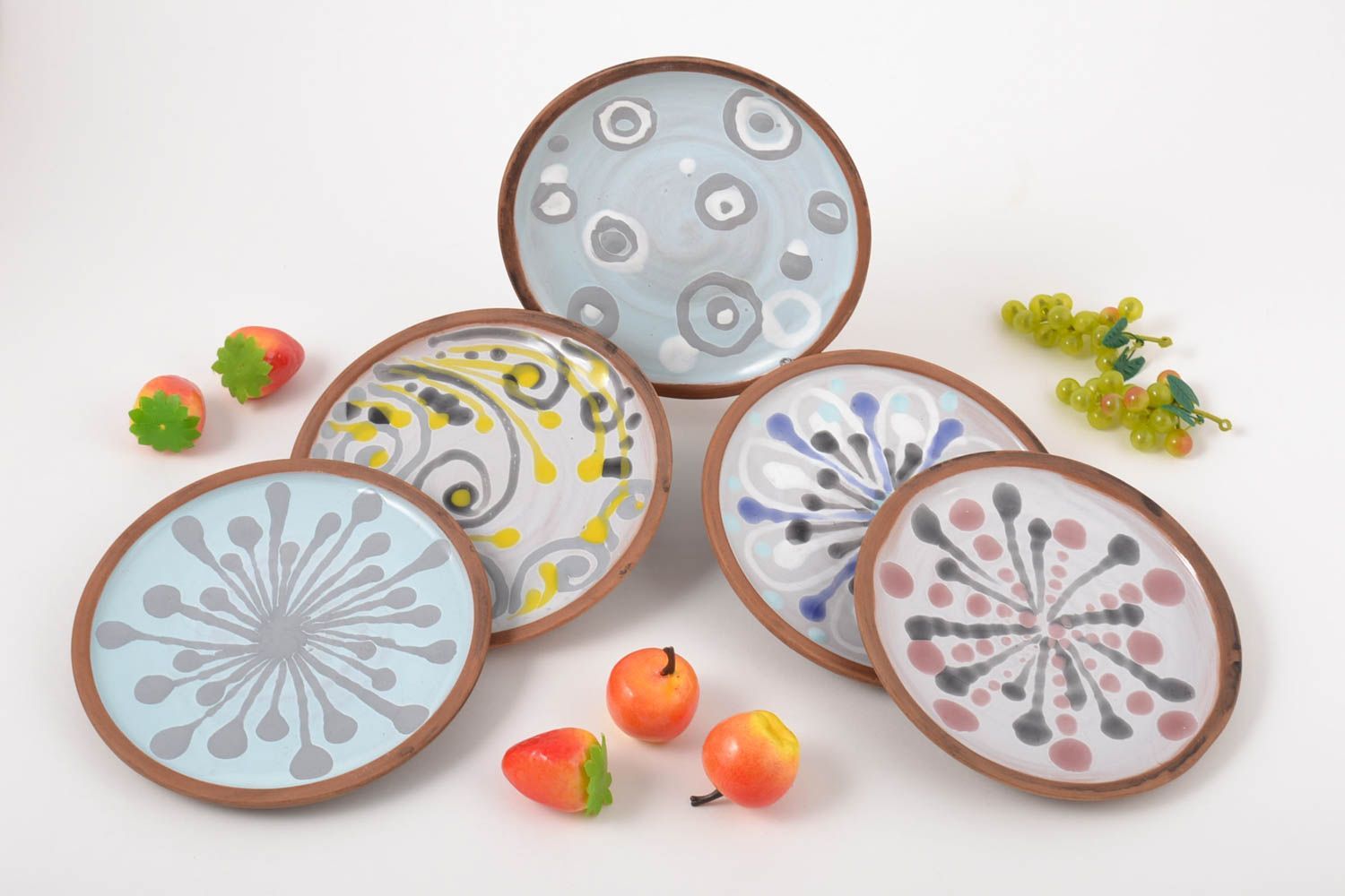 Platos de barro pintados hechos a mano juego de vajilla utensilios de cocina foto 1