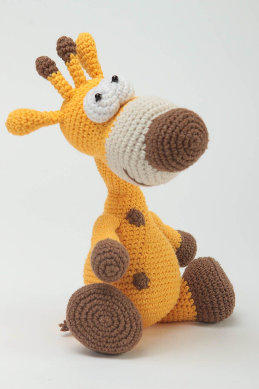 Handmade designer soft toy unusual crocheted giraffe toy nursery decor photo 2