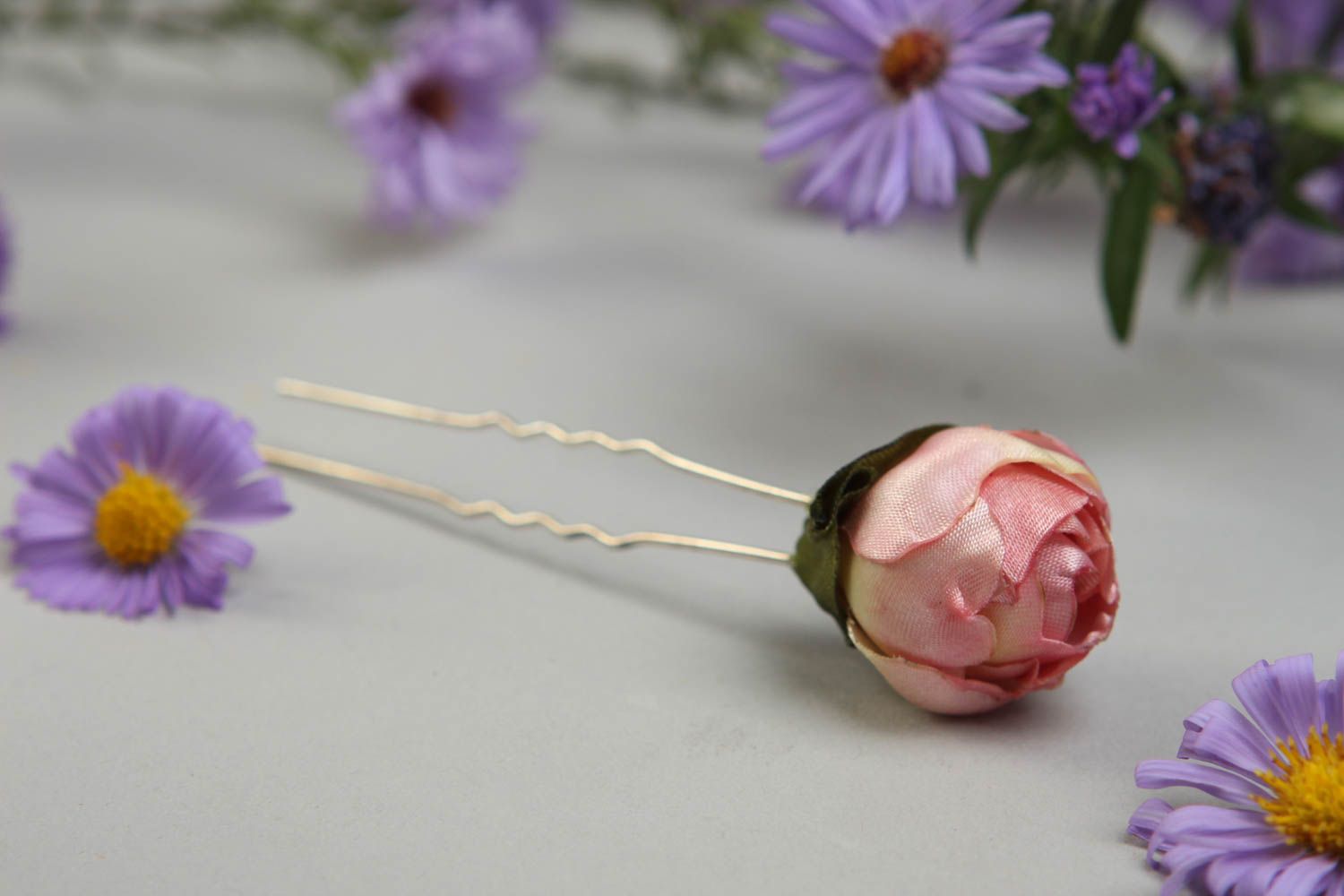 Handmade Haarnadel mit Blume Schmuck für die Haare Mode Accessoire künstlerisch foto 1