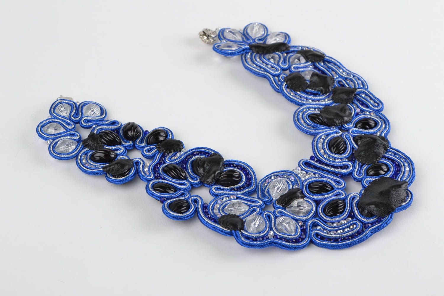 Beautiful handmade designer soutache necklace with Czech beads photo 5