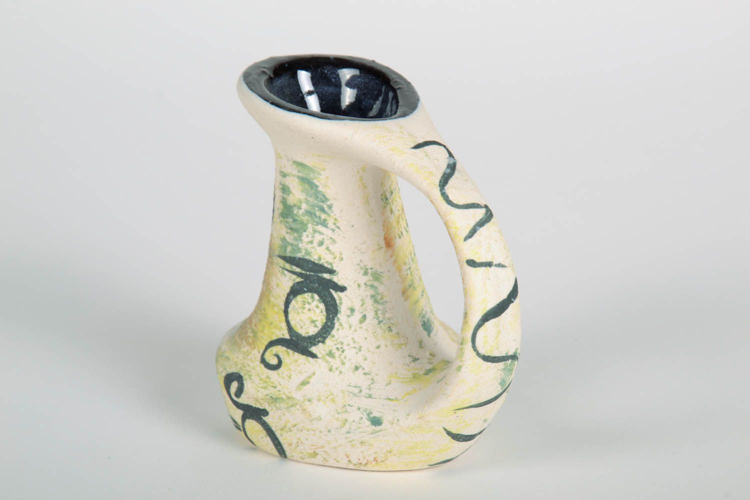 4 inches tall ceramic handmade decorative pitcher 0,32 lb photo 4