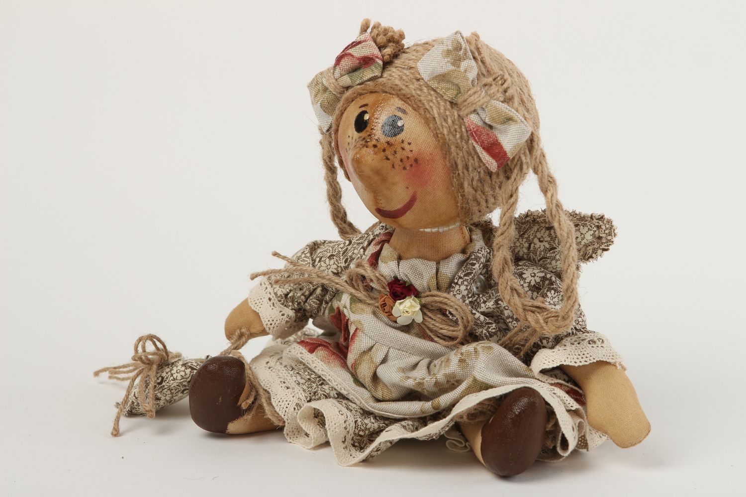 Muñeca artesanal de algodón y percal decoración de interior juguete de colección foto 1