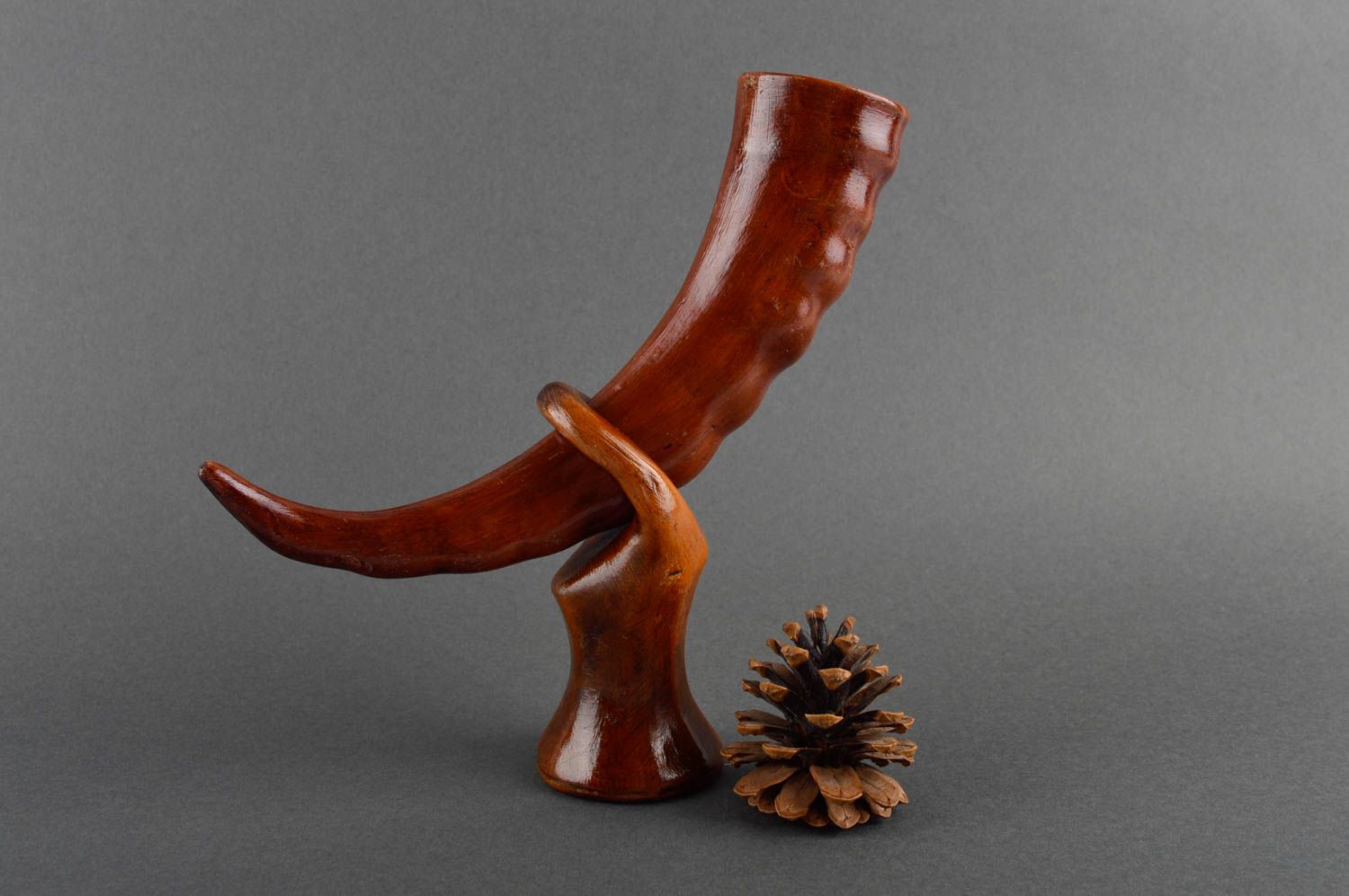 Beautiful handmade ceramic wine glass drinking horn 200 ml table setting photo 1